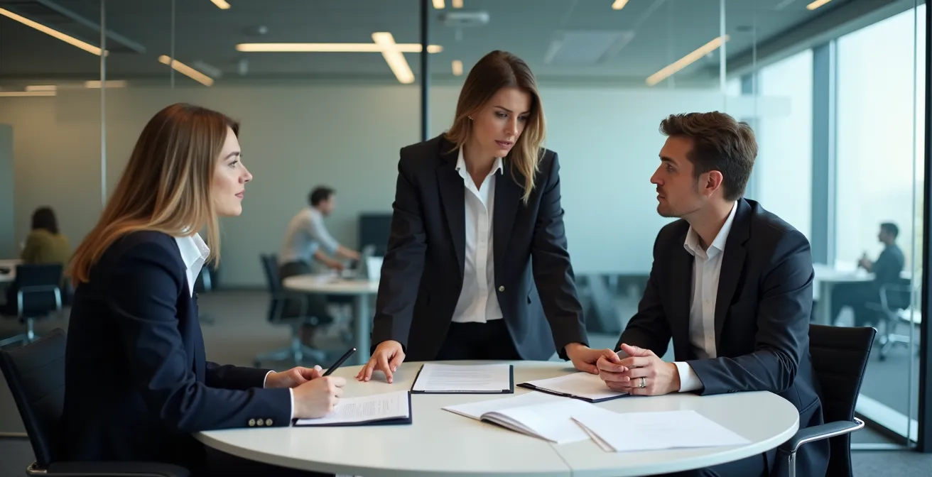 Business crisis management team working intensively in a conference room