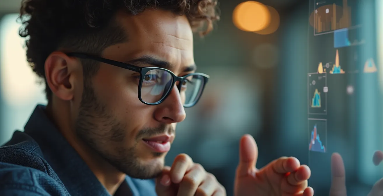 Insurance professional reviewing AI decisions with focus on ethical oversight and human judgment