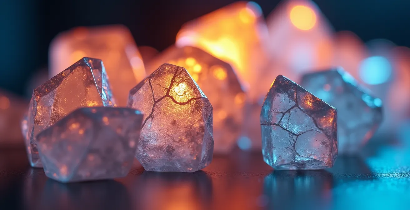 Abstract representation of multiple performance indicators with glowing lines and points indicating warning thresholds.