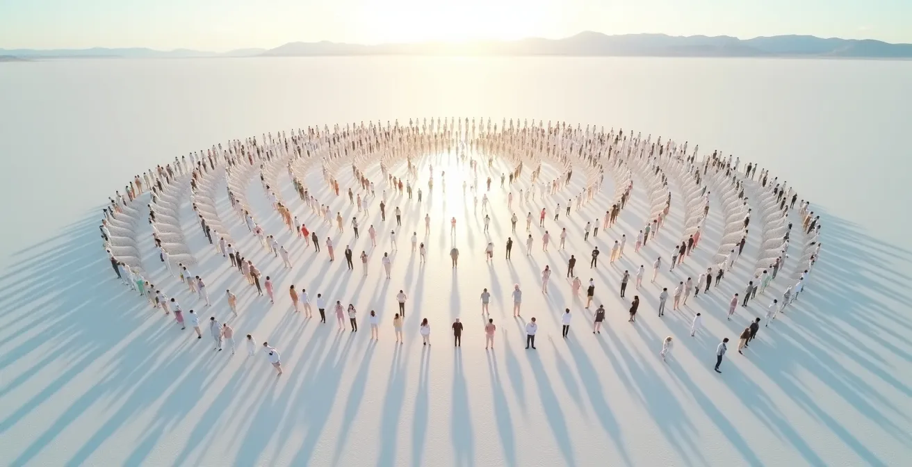 Visual representation of an investor network amplifying a brand's message across a digital landscape