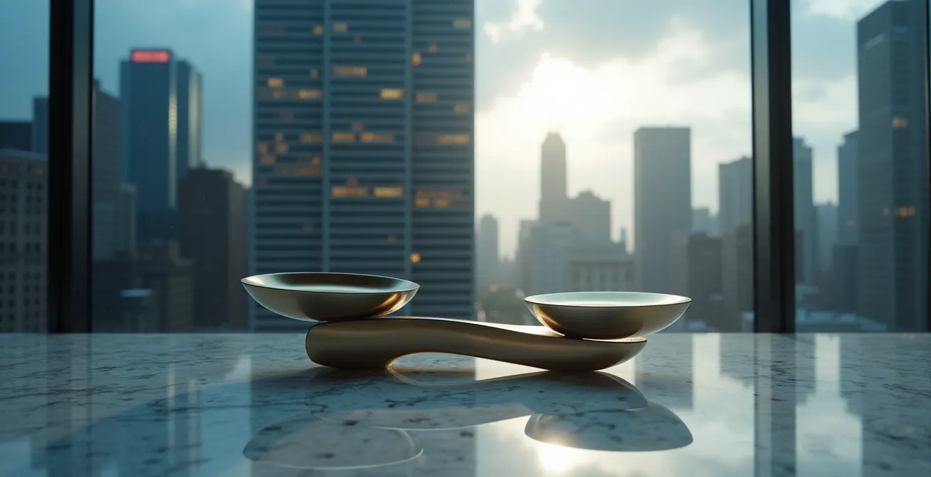 Financial analyst reviewing historical market data on multiple monitors showing recession periods