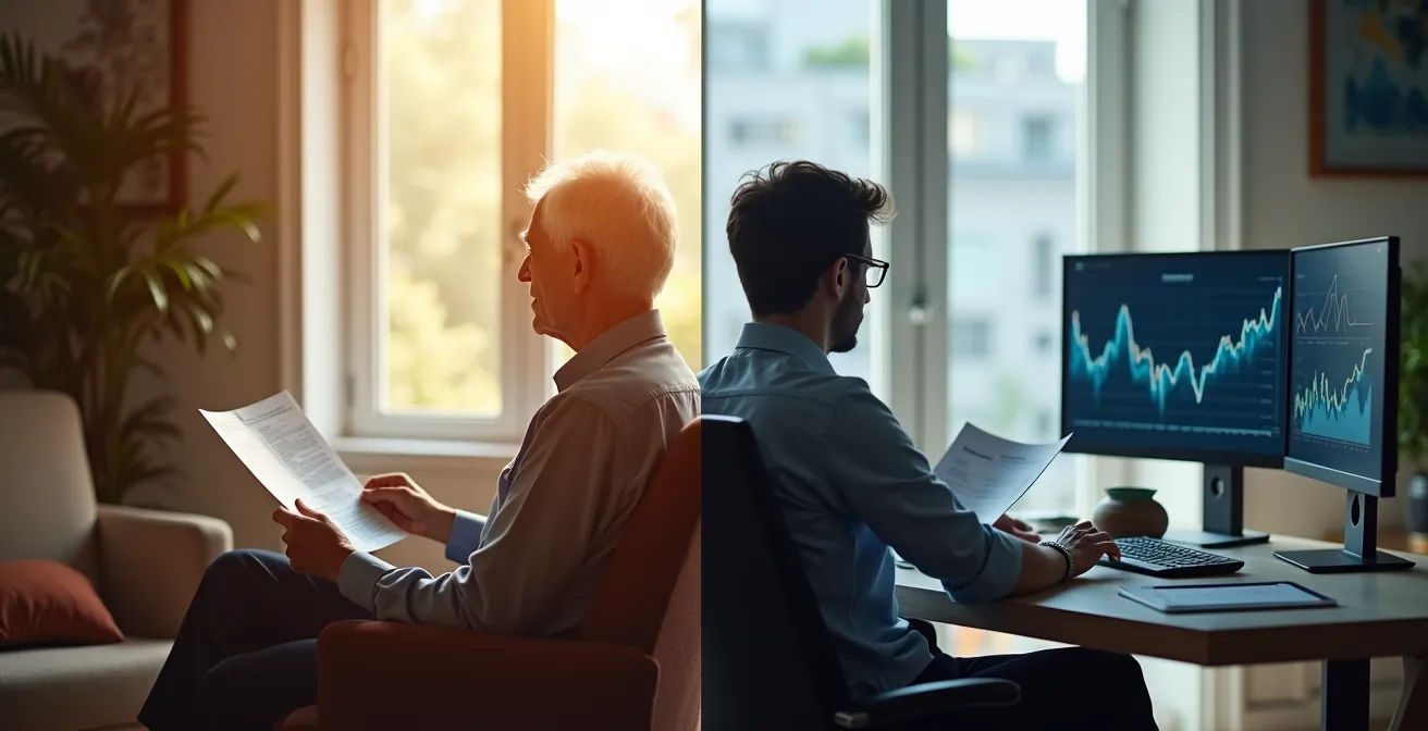 Visual metaphor comparing dividend investment strategies over time